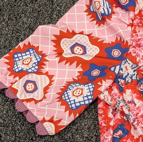 Sunday Up Zip Up Pink Red Blue Floral Boho Knee Length Mini Dress Small NWOT - Picture 4 of 7